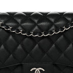 Caviar Quilted Jumbo Double Flap Black