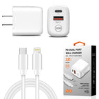 20W Pd Dual Ports Travel Wall Charger Adapter Fast Charging With 4Ft Usb-C To 8-Pin Cable