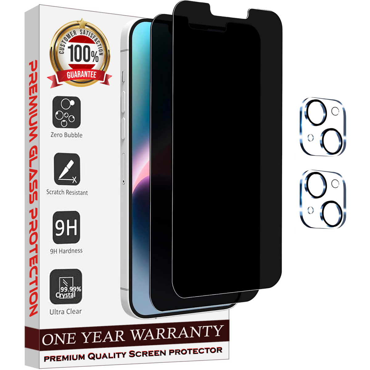 Entronix Anti-Spy Privacy Screen Protector & Camera Lens Protector Compatible with iPhone 15 Plus - 4-Piece Combo