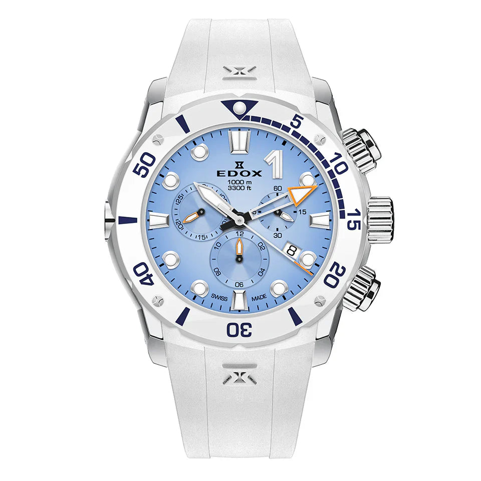 Edox CO-1 Chronograph Men's White Blue Watch