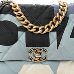 Silk Maxi Scarf Chanel 19 Flap Black Blue White