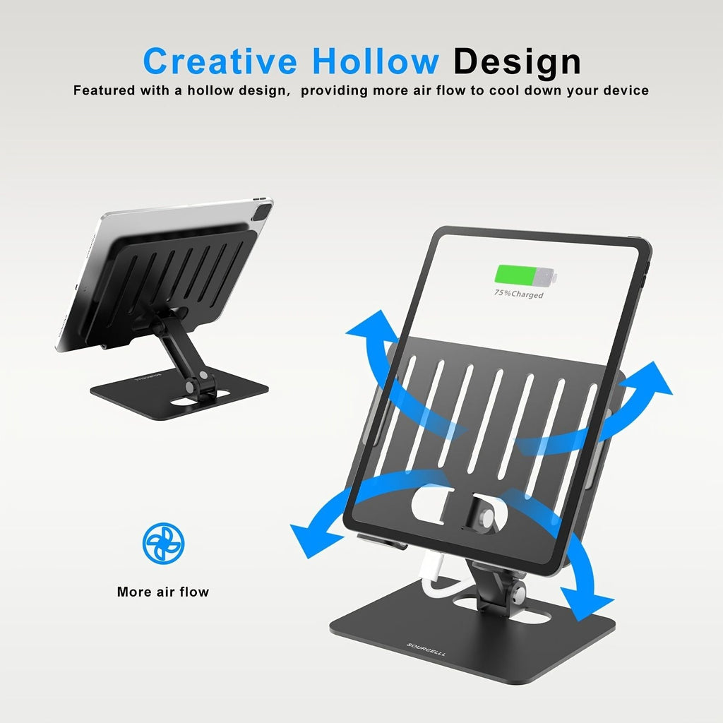 Aluminum Tablet Holder Foldable Dock Cradle Multi-Angle Adjustable Desktop Tablet For; iPad; Tablet; Samsung Galaxy; Kindle; Phone
