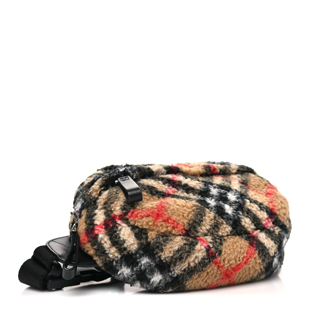IP Check Fleece Kids Bum Bag Archive Beige Black