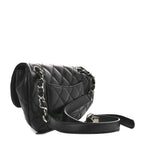 Calfskin Quilted CC Uniform Flap Belt Bag Black