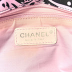 Printed Fabric East West Flap Black Pink