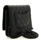 Lambskin Quilted Wallet On Chain WOC So Black