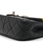 Lambskin Quilted Mini Coco Clips Single Flap Black