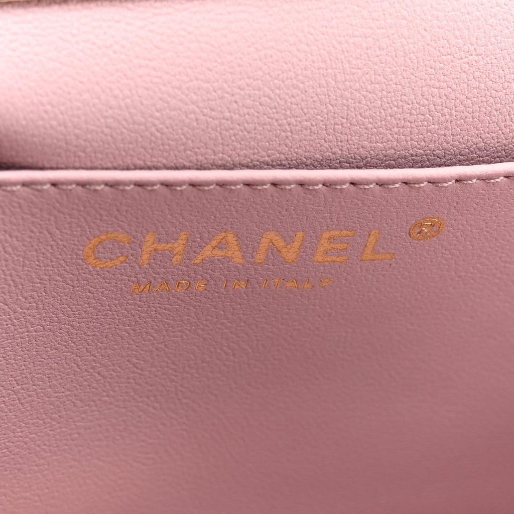 Lambskin Quilted Chain Frame Clutch Pink