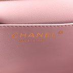 Lambskin Quilted Chain Frame Clutch Pink