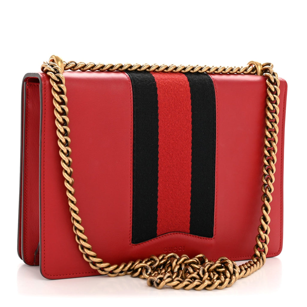 Calfskin Web Medium Peony Chain Shoulder Bag Red