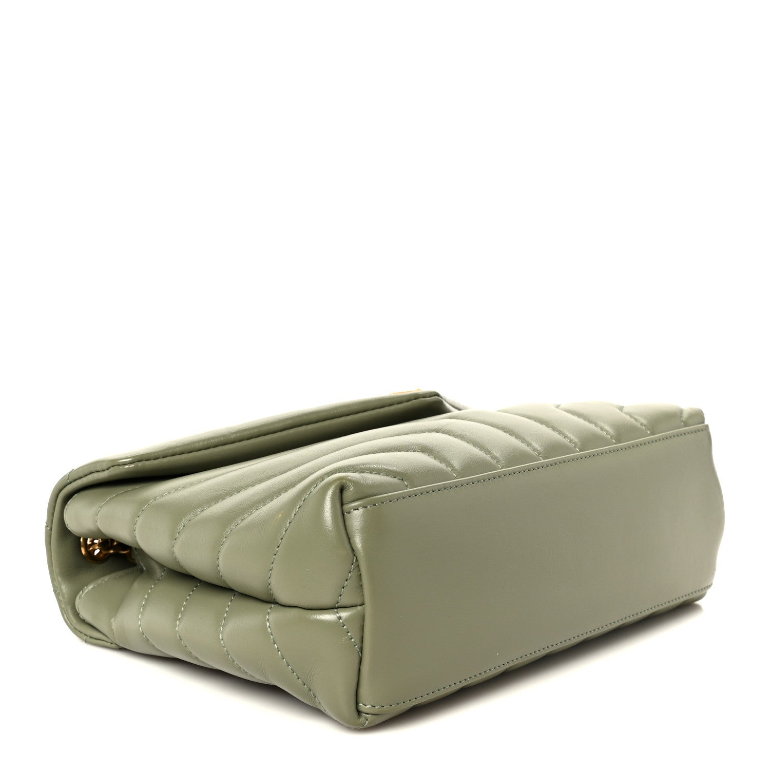 Calfskin Y Quilted Monogram Small Loulou Chain Satchel Light Sage