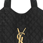 Lambskin Quilted Maxi Icare Shopping Tote Black