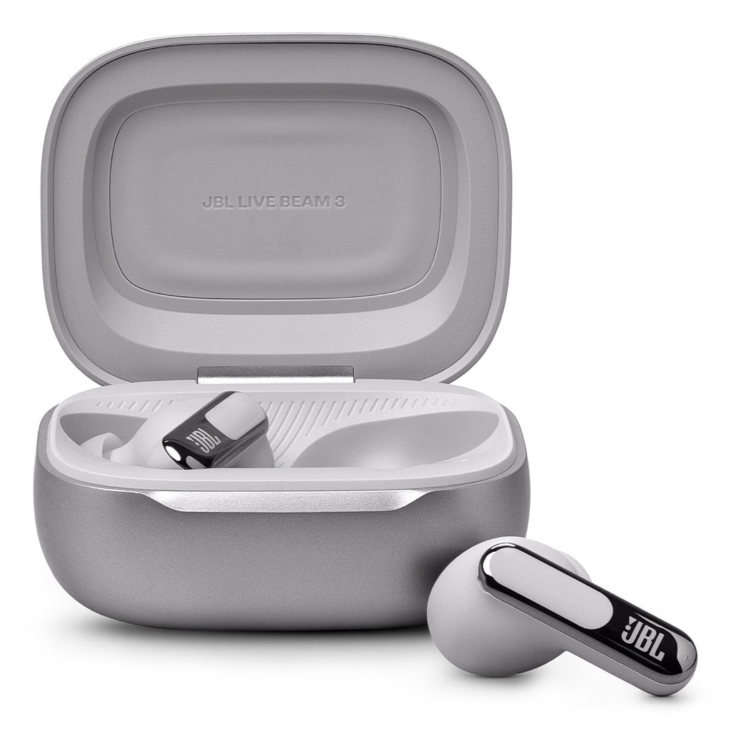 JBL Live Beam 3 Noise-Cancelling Earbuds with Smart Case (Silver)