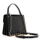 Calfskin Studded Serpenti Forever Top Handle Black