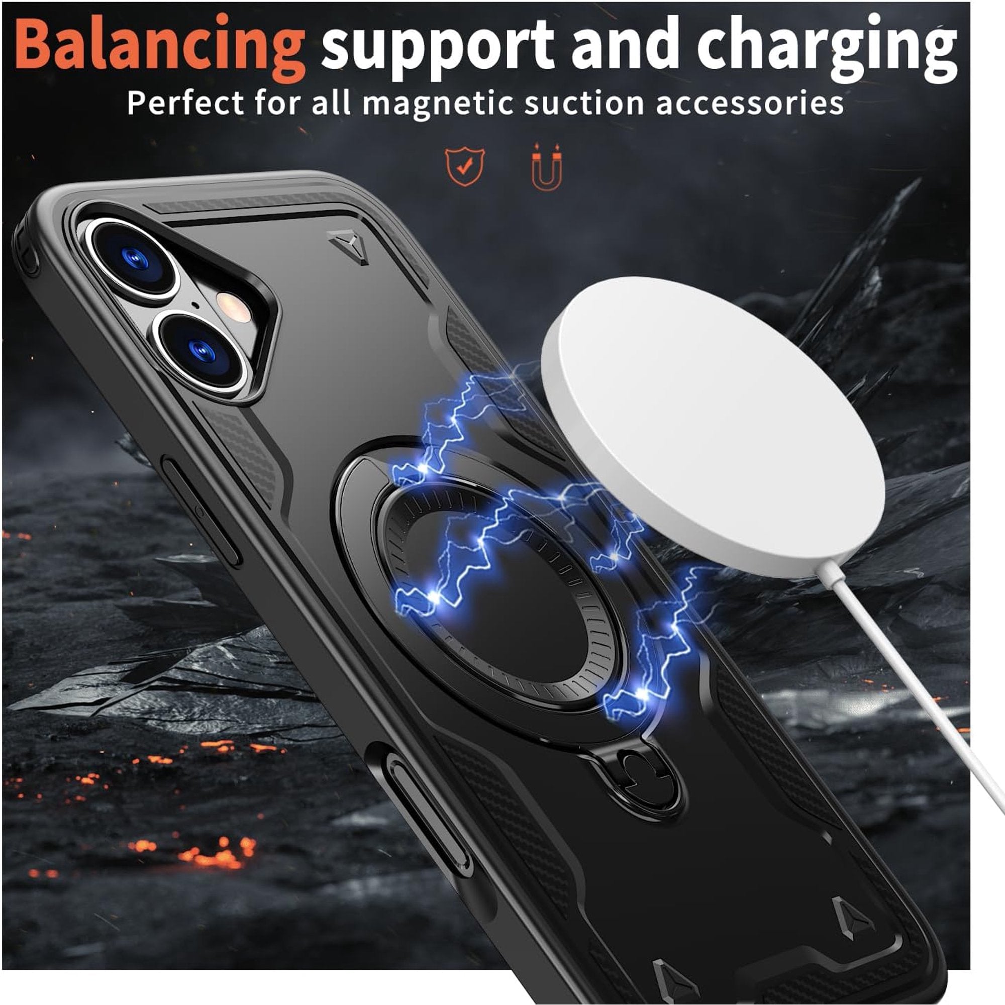 Entronix [Magnetic] Case Compatible with iPhone 16 Plus - Rugged Armor Gripstand