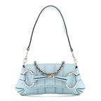 Nappa Vertical Matelasse Small Maxi Horsebit Chain Shoulder Bag Crystal Snow