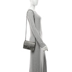 Metallic Goatskin Quilted Small Chic Pearls Flap Silver