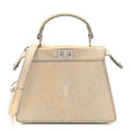 Stingray Shiny Nappa Petite Peekaboo I SEE U Satchel Beige