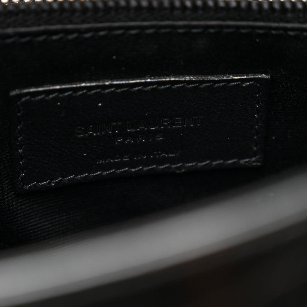 Crinkled Calfskin Matelasse Monogram Medium Niki Chain Satchel Black