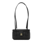Shiny Caviar Preppy Coco Long Vanity With Strap Black
