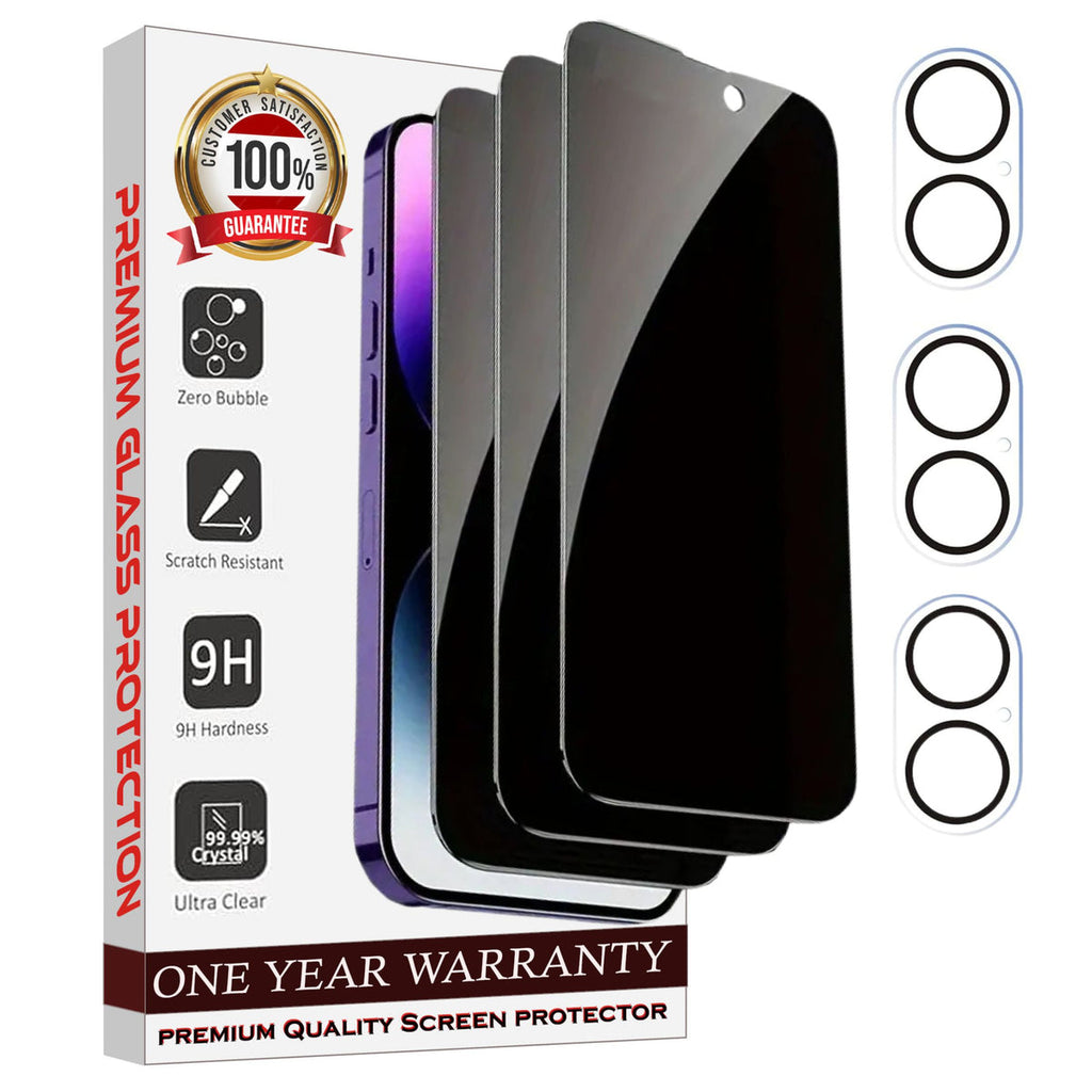 Entronix Anti-Spy Privacy Screen Protector & Camera Lens Protector Compatible with iPhone 16 Plus - 6-Piece Combo