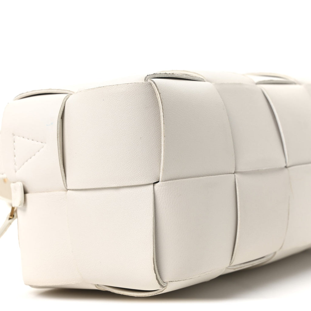 Lambskin Maxi Intrecciato Small Brick Cassette Bag White