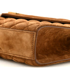 Suede Mixed Matelasse Triquilt Medium Monogram Envelope Satchel Bark Brown