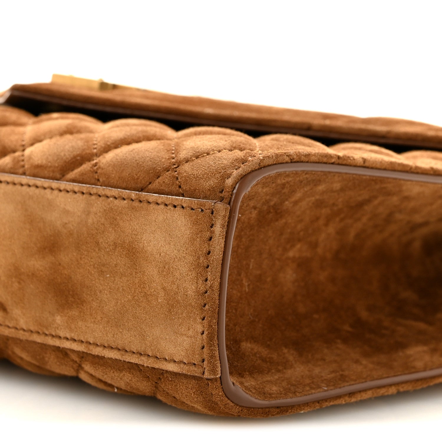 Suede Mixed Matelasse Triquilt Medium Monogram Envelope Satchel Bark Brown