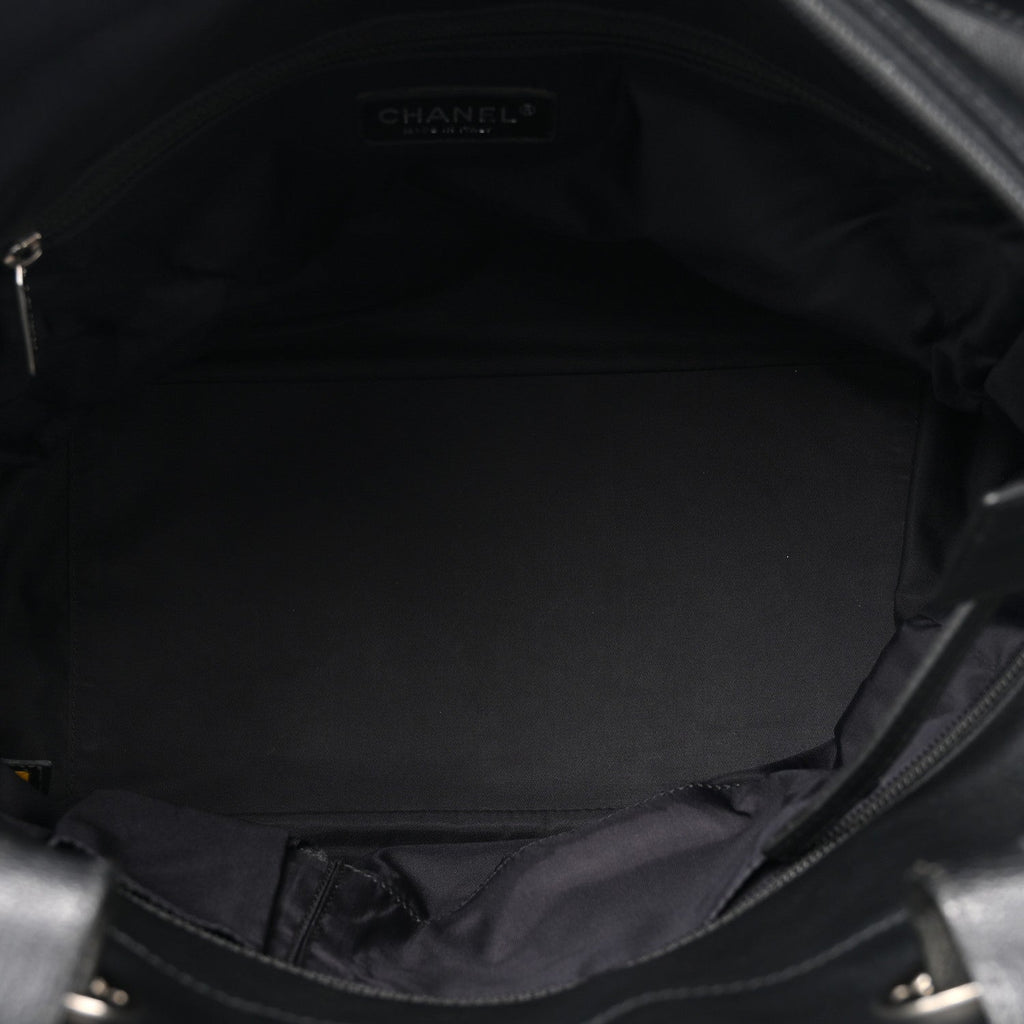 Coated Canvas Quilted Large Paris Biarritz Tote Black