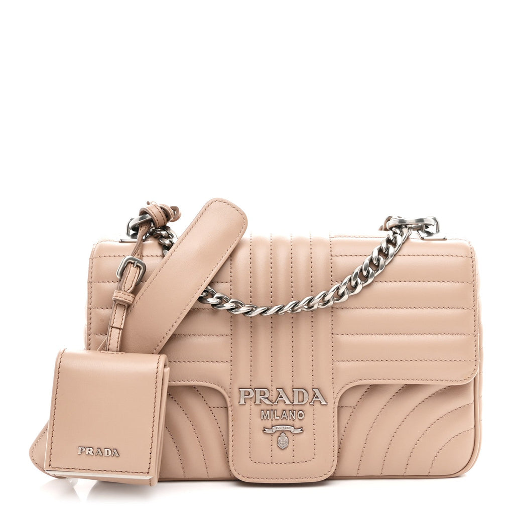 Soft Calfskin Impunture Diagramme Medium Chain Flap Shoulder Bag Cipria