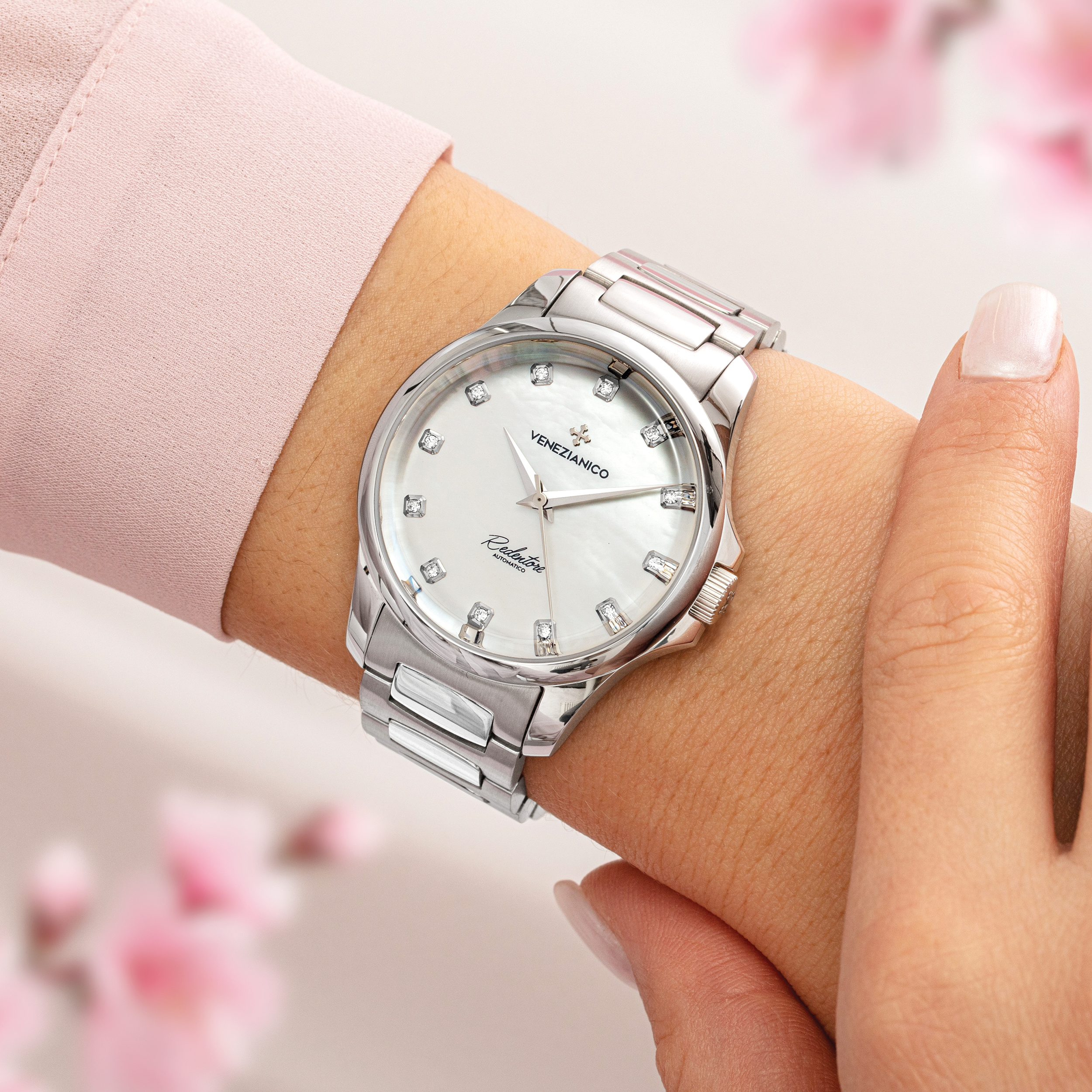 Venezianico Redentore 36 Diamond Women’s Automatic White Mother-of-Pearl Watch