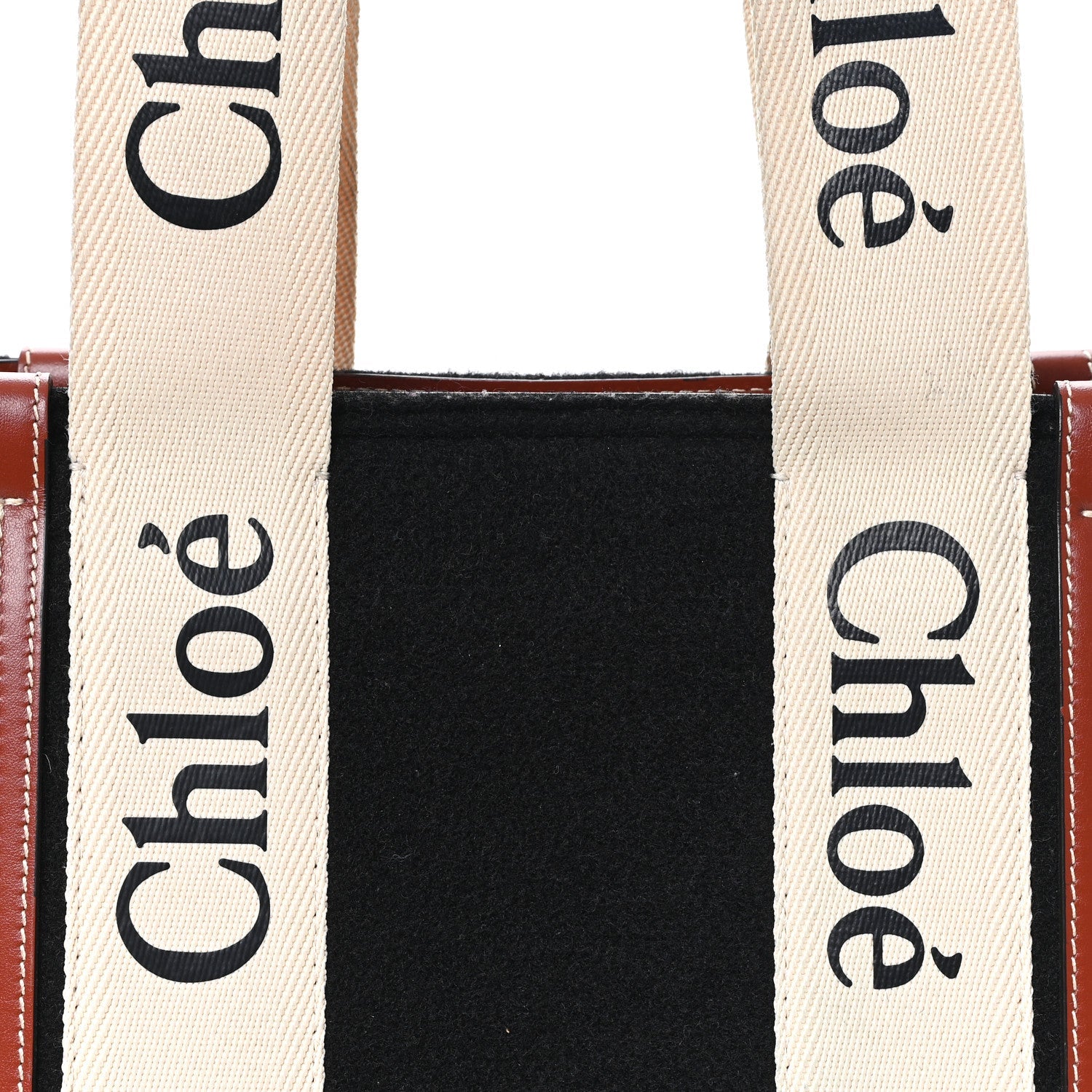Felt Calfskin Medium Woody Ribbon Tote Black