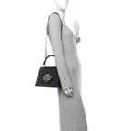 Snakeskin Sylvie Web Small Queen Margaret Top Handle Bag Black