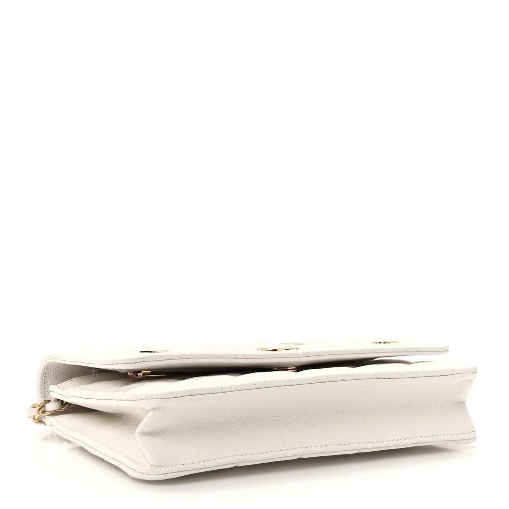 Caviar Quilted Enamel Coco Casino Wallet On Chain WOC White