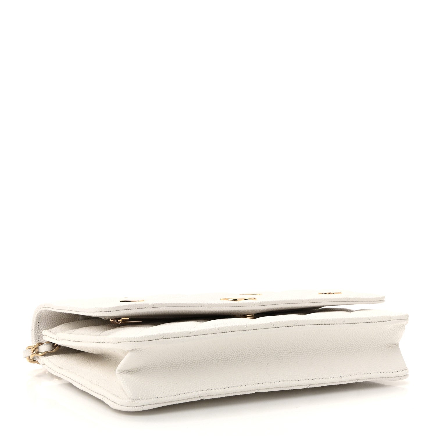 Caviar Quilted Enamel Coco Casino Wallet On Chain WOC White