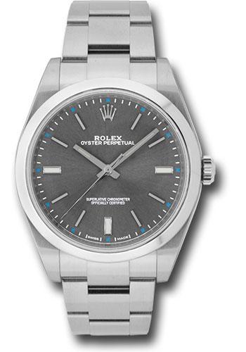 Rolex Steel Oyster Perpetual 39  - Dark Rhodium Index Dial - 114300 drio