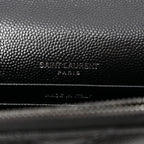 Grain De Poudre Matelasse Chevron Monogram Monochrome Envelope Chain Wallet Black