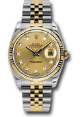 Rolex Steel and Yellow Gold Rolesor Datejust 36  - Champagne Diamond Dial - Jubilee Bracelet - 116233 chdj