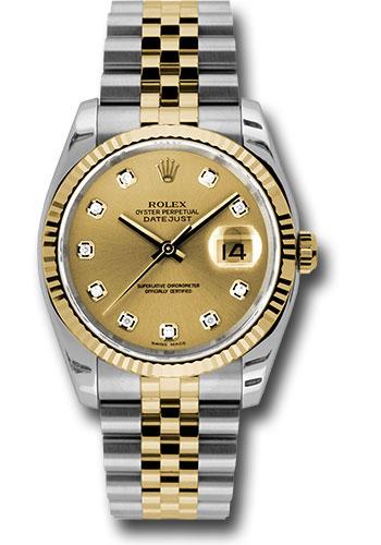 Rolex Steel and Yellow Gold Rolesor Datejust 36  - Champagne Diamond Dial - Jubilee Bracelet - 116233 chdj