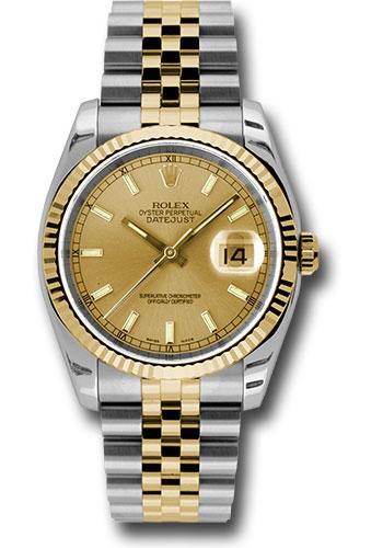 Rolex Steel and Yellow Gold Rolesor Datejust 36  - Champagne Index Dial - Jubilee Bracelet - 116233 chsj