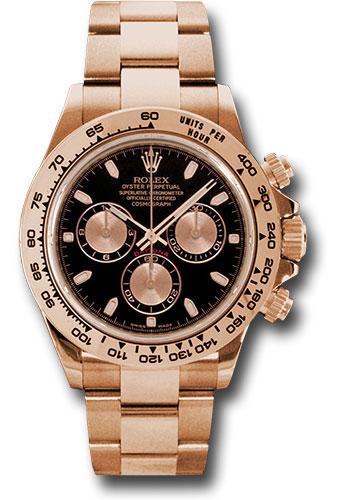 Rolex Everose Gold Cosmograph Daytona 40 Watch - Black Index Dial - Black Oysterflex Strap - 116515LN bkpof