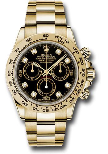 Rolex Yellow Gold  Daytona 40  - Black Diamond Dial - 116508 bkd