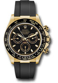 Rolex Yellow Gold  Daytona 40  - Black Index Dial - Black Oysterflex Strap - 116518LN bkof