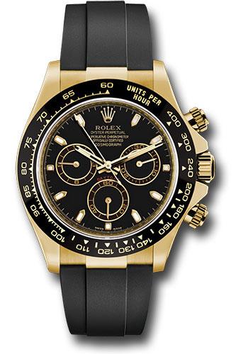 Rolex Yellow Gold  Daytona 40  - Black Index Dial - Black Oysterflex Strap - 116518LN bkof