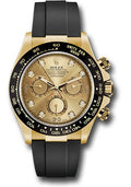 Rolex Yellow Gold  Daytona 40  - Champagne Diamond Dial - Black Oysterflex Strap - 116518LN chdof