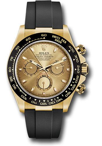 Rolex Yellow Gold  Daytona 40  - Champagne Index Dial - Black Oysterflex Strap - 116518LN chof