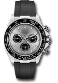 Rolex White Gold  Daytona 40  - Steel Index Dial - Black Oysterflex Strap - 116519LN