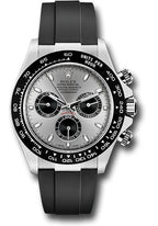 Rolex White Gold  Daytona 40  - Steel Index Dial - Black Oysterflex Strap - 116519LN