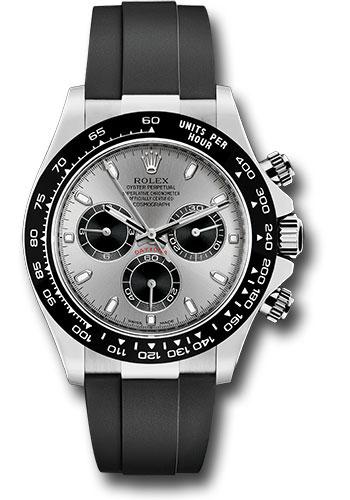 Rolex White Gold  Daytona 40  - Steel Index Dial - Black Oysterflex Strap - 116519LN