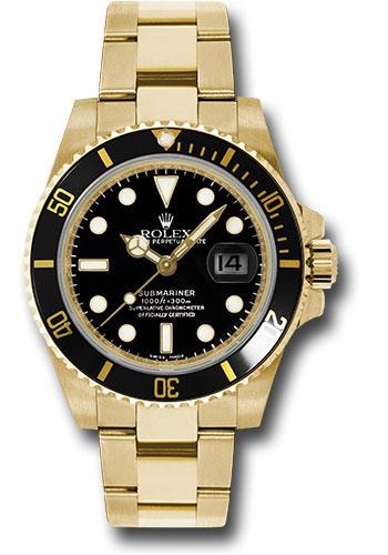 Rolex Yellow Gold Submariner Date  - Black Dial - 116618 bk
